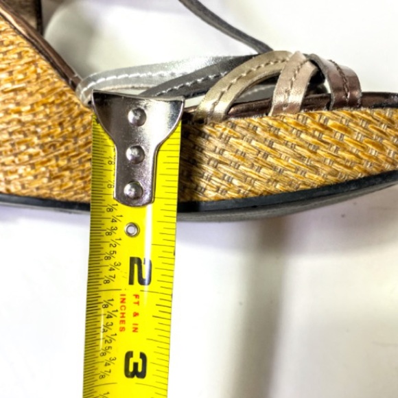 Montego Bay Club Metallic Gold, Bronze & Silver Strappy Wedge Sandals Size 9 - Picture 11 of 16